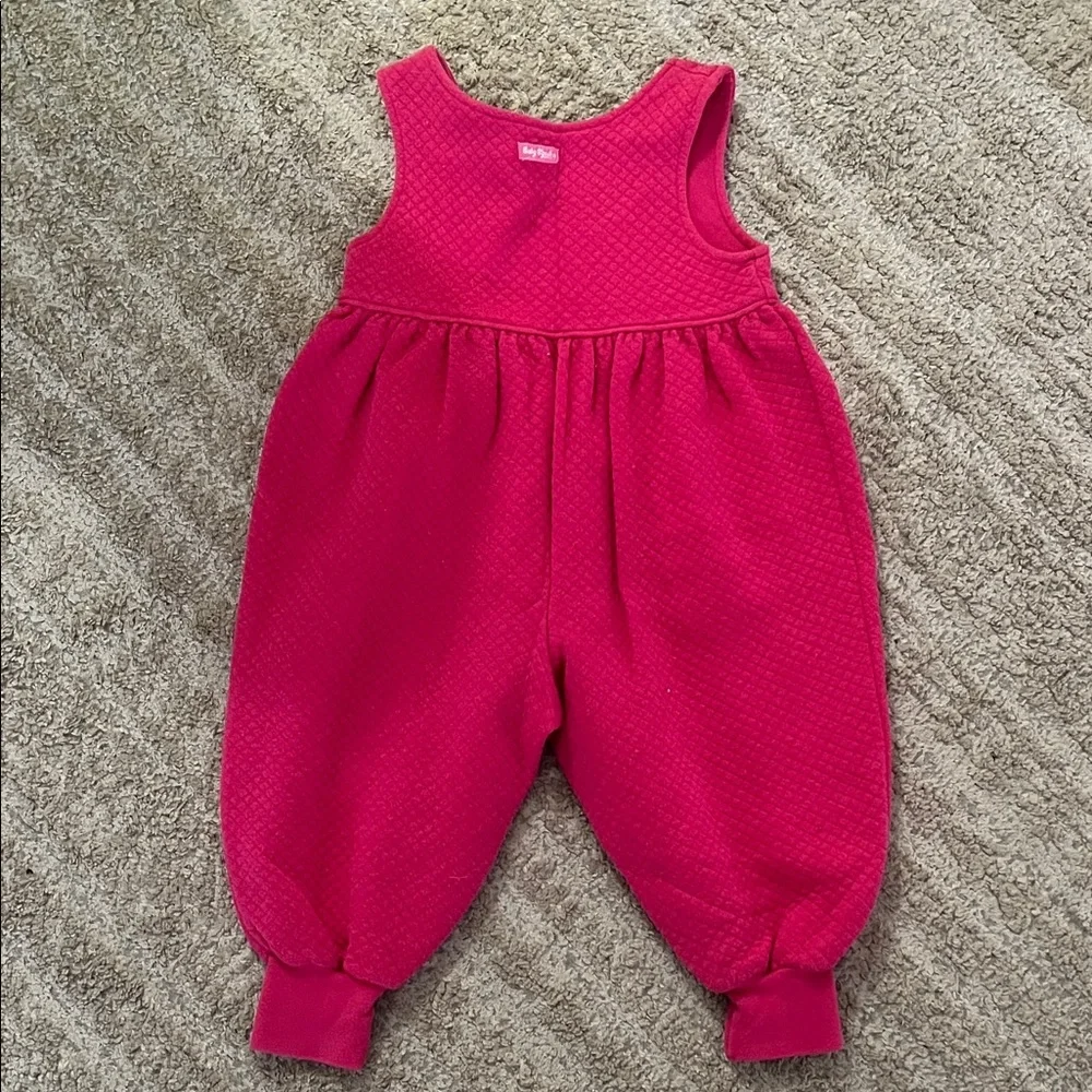 Vintage 90s Baby B’gosh Pink Quilted Bubble Romper with Floral Embroidery 18m